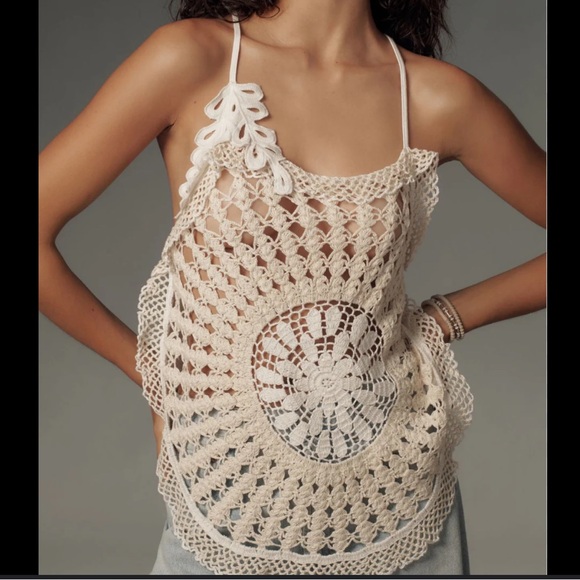 Anthropologie Tops - Anthropologie Pieced Crochet Knit Top NWOT